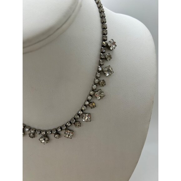 Gold-tone Rhinestone Chainmail Bib Necklace Fringed Chain Statement Boho Chic - Picture 10 of 14